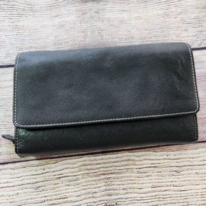 Genuine Leather Wallet Black W/ Credit Card Slots And Lots Of Pockets